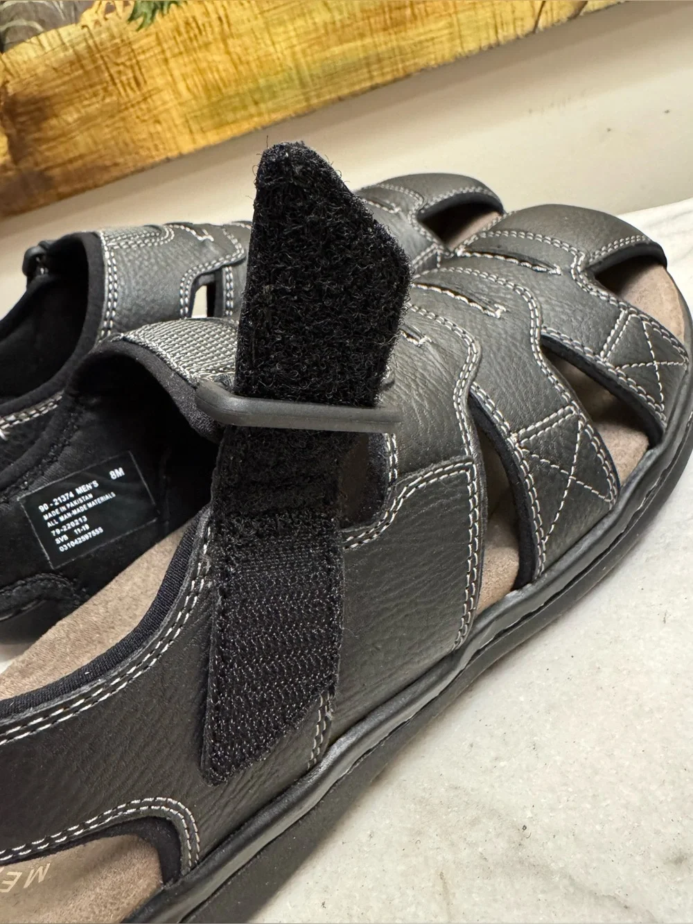 Dockers Men's Black Memory Foam Searose Fisherman-Style Sandals, Size 8 M, New!